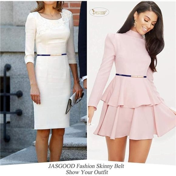 WOMEN'S Skinny Patent Leather Belt N-black+blue - Picture 6 of 6